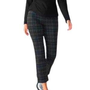 OJG Black Green Plaid Pull On Ankle Pants Sz 10